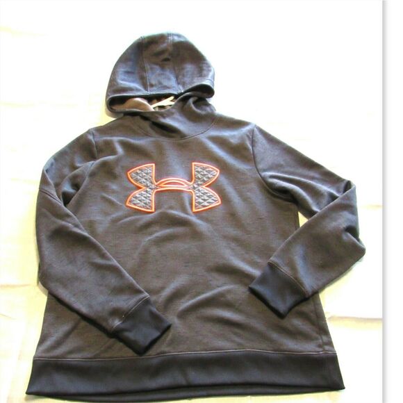 Under Armour Other - Unisex Hooded Sweatshirt Youth Sz large Big Logo Black Armour Cold Gear Hoodie